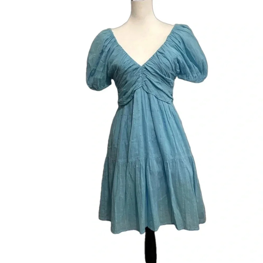 NWT! Never a Wallflower Coco Short Sleeve Dress. Air Stripe (light blue). XS - Picture 4 of 10